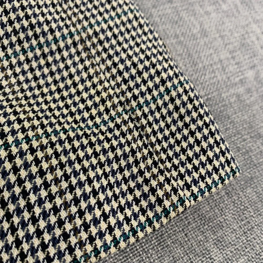 Vintage Mens Oscar‎ de la Renta Blazer Houndstooth 46L 100% Wool Line Ivory Navy